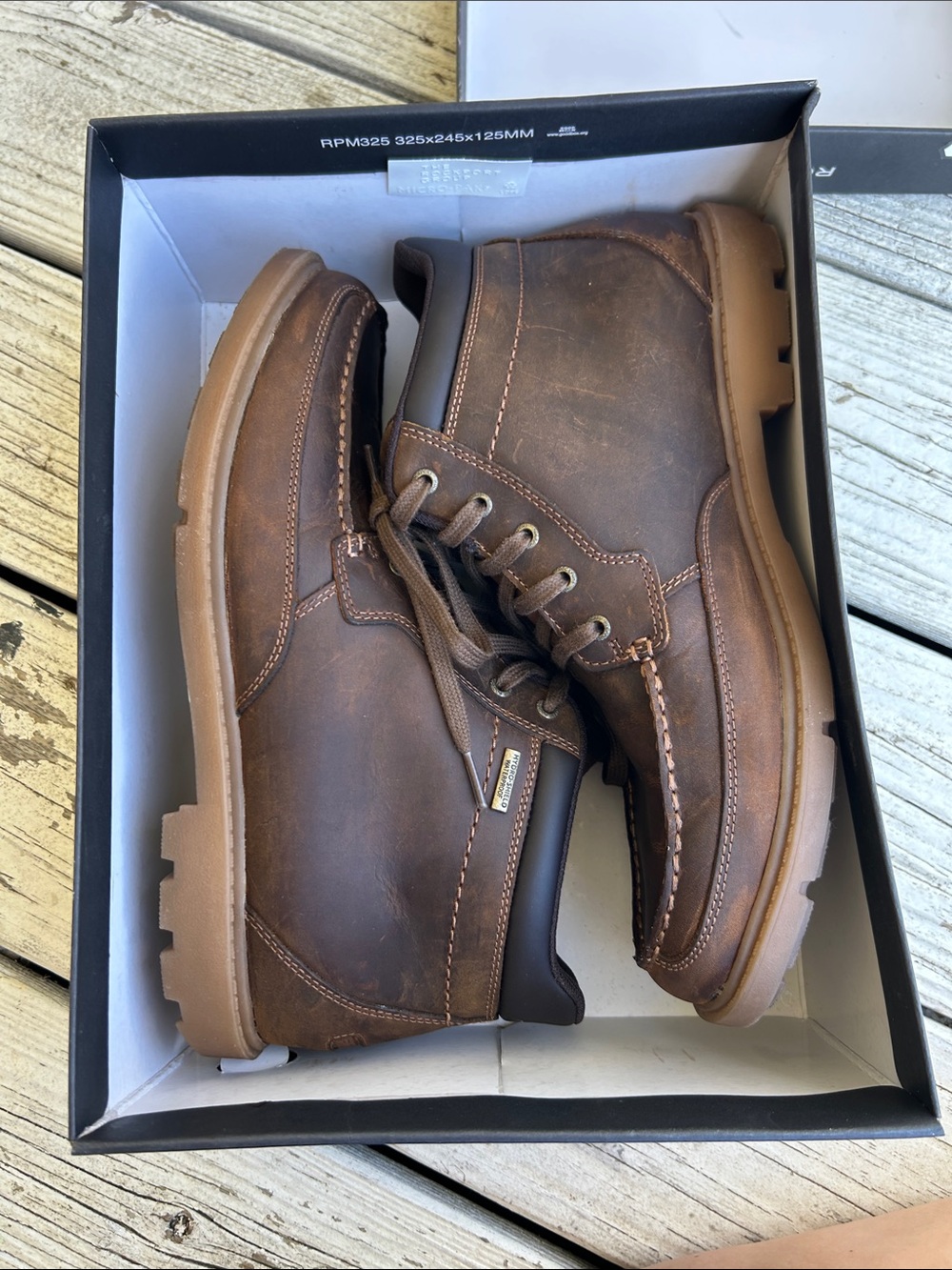 Rockport Men’s Patten Moc Toe Brown Leather Boots - Size 10